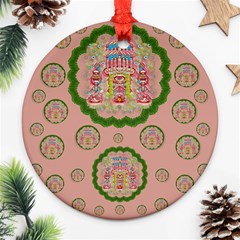 Sankta Lucia With Friends Light And Floral Santa Skulls Ornament (round) by pepitasart