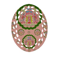 Sankta Lucia With Friends Light And Floral Santa Skulls Oval Filigree Ornament (two Sides) by pepitasart