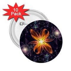 Beautiful Orange Star Lily Fractal Flower At Night 2 25  Buttons (10 Pack)  by jayaprime