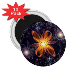 Beautiful Orange Star Lily Fractal Flower At Night 2 25  Magnets (10 Pack)  by jayaprime