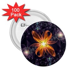 Beautiful Orange Star Lily Fractal Flower At Night 2 25  Buttons (100 Pack)  by jayaprime