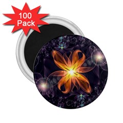 Beautiful Orange Star Lily Fractal Flower At Night 2 25  Magnets (100 Pack)  by jayaprime