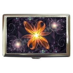 Beautiful Orange Star Lily Fractal Flower At Night Cigarette Money Cases by jayaprime