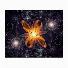 Beautiful Orange Star Lily Fractal Flower At Night Small Glasses Cloth by jayaprime