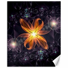 Beautiful Orange Star Lily Fractal Flower At Night Canvas 16  X 20   by jayaprime