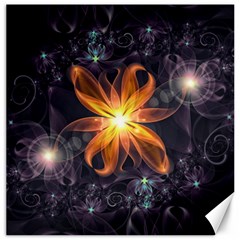 Beautiful Orange Star Lily Fractal Flower At Night Canvas 20  X 20  