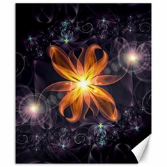 Beautiful Orange Star Lily Fractal Flower At Night Canvas 20  X 24   by jayaprime