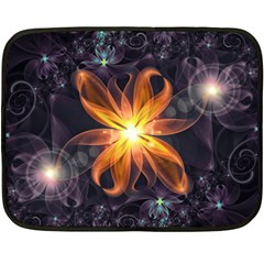 Beautiful Orange Star Lily Fractal Flower At Night Fleece Blanket (mini) by jayaprime