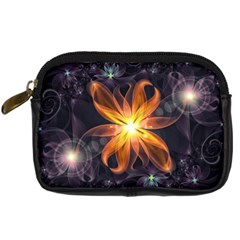 Beautiful Orange Star Lily Fractal Flower At Night Digital Camera Cases by jayaprime