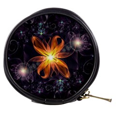 Beautiful Orange Star Lily Fractal Flower At Night Mini Makeup Bags by jayaprime