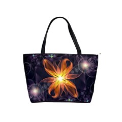 Beautiful Orange Star Lily Fractal Flower At Night Shoulder Handbags by jayaprime