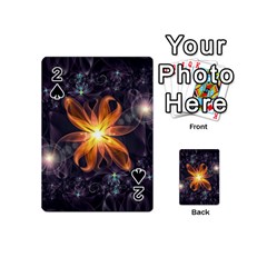 Beautiful Orange Star Lily Fractal Flower At Night Playing Cards 54 (mini)  by jayaprime