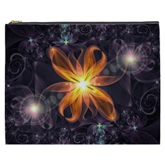 Beautiful Orange Star Lily Fractal Flower At Night Cosmetic Bag (xxxl)  by jayaprime