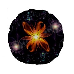 Beautiful Orange Star Lily Fractal Flower At Night Standard 15  Premium Round Cushions by jayaprime