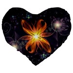 Beautiful Orange Star Lily Fractal Flower at Night Large 19  Premium Heart Shape Cushions Back