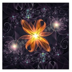 Beautiful Orange Star Lily Fractal Flower At Night Large Satin Scarf (square) by jayaprime