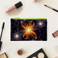 Beautiful Orange Star Lily Fractal Flower At Night Cosmetic Bag (xs) by jayaprime