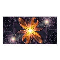 Beautiful Orange Star Lily Fractal Flower At Night Satin Shawl by jayaprime