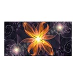 Beautiful Orange Star Lily Fractal Flower at Night Satin Wrap Front