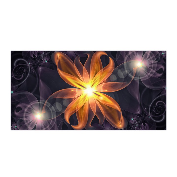 Beautiful Orange Star Lily Fractal Flower at Night Satin Wrap