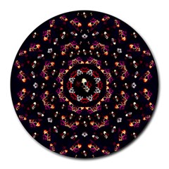 Floral Skulls In The Darkest Environment Round Mousepads by pepitasart