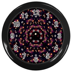 Floral Skulls In The Darkest Environment Wall Clocks (black) by pepitasart