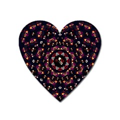 Floral Skulls In The Darkest Environment Heart Magnet by pepitasart