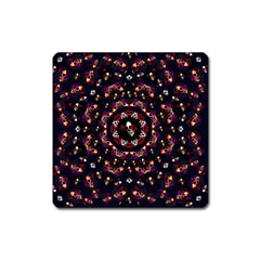 Floral Skulls In The Darkest Environment Square Magnet by pepitasart