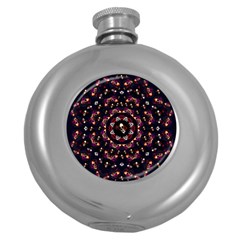 Floral Skulls In The Darkest Environment Round Hip Flask (5 Oz) by pepitasart