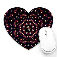 Floral Skulls In The Darkest Environment Heart Mousepads by pepitasart