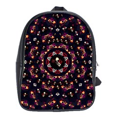 Floral Skulls In The Darkest Environment School Bag (large) by pepitasart