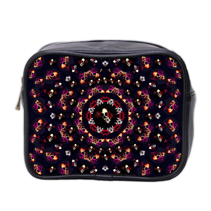 Floral Skulls In The Darkest Environment Mini Toiletries Bag 2-Side