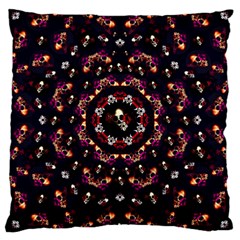 Floral Skulls In The Darkest Environment Large Cushion Case (one Side) by pepitasart