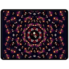 Floral Skulls In The Darkest Environment Double Sided Fleece Blanket (large)  by pepitasart