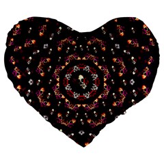 Floral Skulls In The Darkest Environment Large 19  Premium Flano Heart Shape Cushions by pepitasart