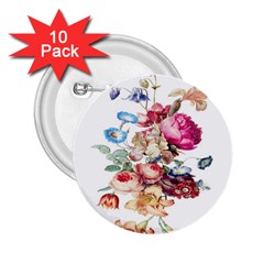 Fleur Vintage Floral Painting 2 25  Buttons (10 Pack)  by Celenk