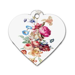 Fleur Vintage Floral Painting Dog Tag Heart (one Side) by Celenk