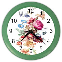 Fleur Vintage Floral Painting Color Wall Clocks by Celenk