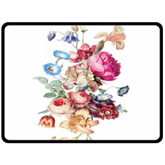 Fleur Vintage Floral Painting Fleece Blanket (large)  by Celenk