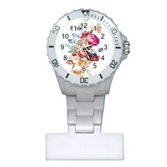 Fleur Vintage Floral Painting Plastic Nurses Watch by Celenk