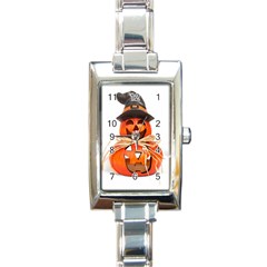 Funny Halloween Pumpkins Rectangle Italian Charm Watch by gothicandhalloweenstore