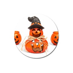 Funny Halloween Pumpkins Magnet 3  (round) by gothicandhalloweenstore