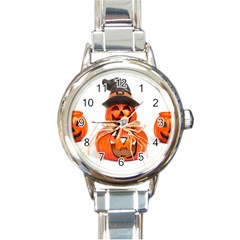 Funny Halloween Pumpkins Round Italian Charm Watch by gothicandhalloweenstore