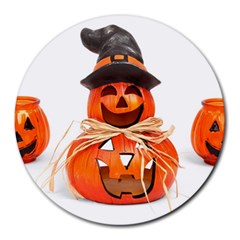 Funny Halloween Pumpkins Round Mousepads by gothicandhalloweenstore