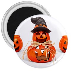 Funny Halloween Pumpkins 3  Magnets by gothicandhalloweenstore