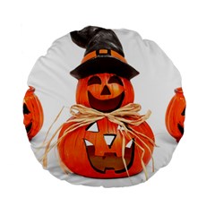 Funny Halloween Pumpkins Standard 15  Premium Round Cushions by gothicandhalloweenstore