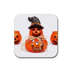 Funny Halloween Pumpkins Rubber Coaster (square)  by gothicandhalloweenstore