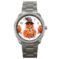 Funny Halloween Pumpkins Sport Metal Watch by gothicandhalloweenstore