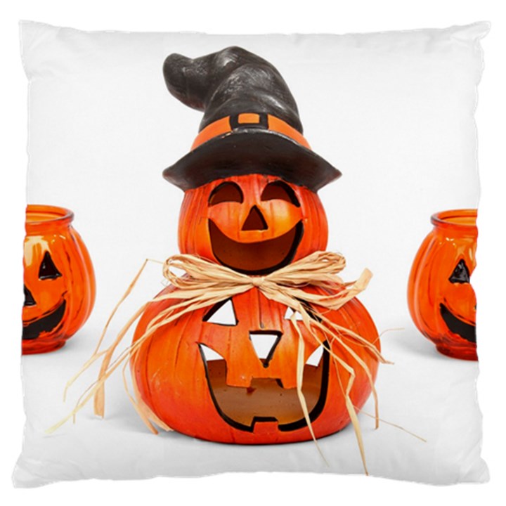 Funny Halloween Pumpkins Large Flano Cushion Case (One Side)