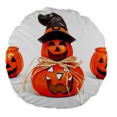 Funny Halloween Pumpkins Large 18  Premium Flano Round Cushions by gothicandhalloweenstore